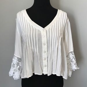 White long sleeve with lace detail